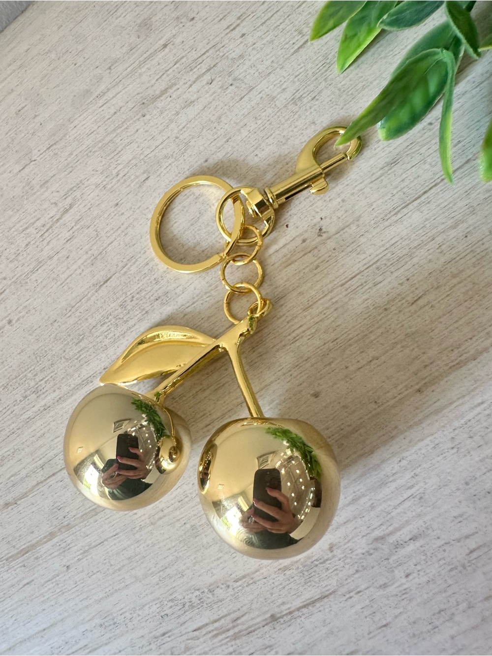 Gold Cherry Keychain Bag Charm - Women Accessories